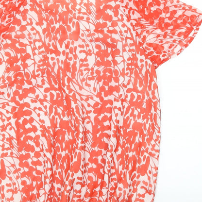 Savior Womens Red Floral  Basic Blouse Size 12