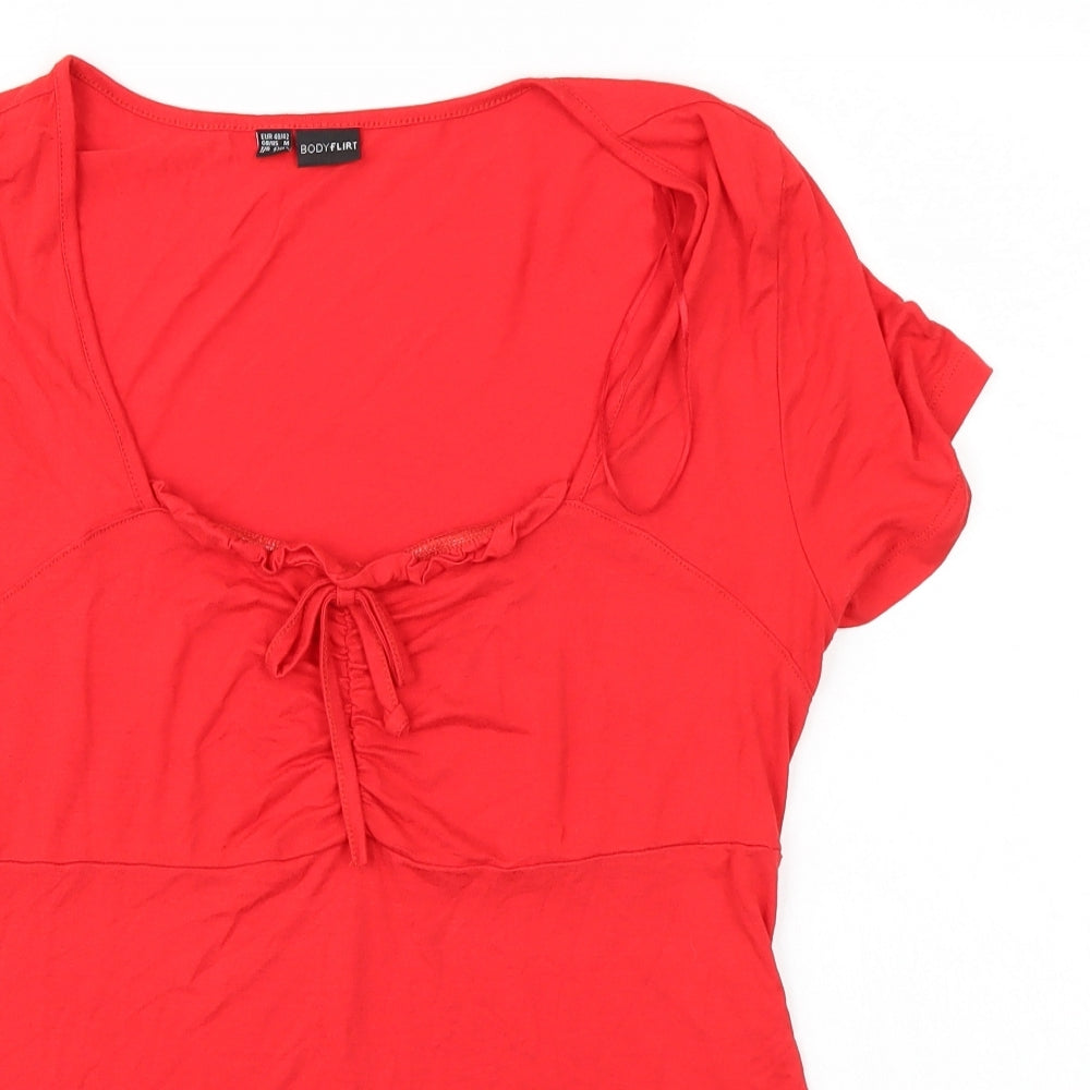 Womens UK Size M Body Flirt Red Tunic Blouse