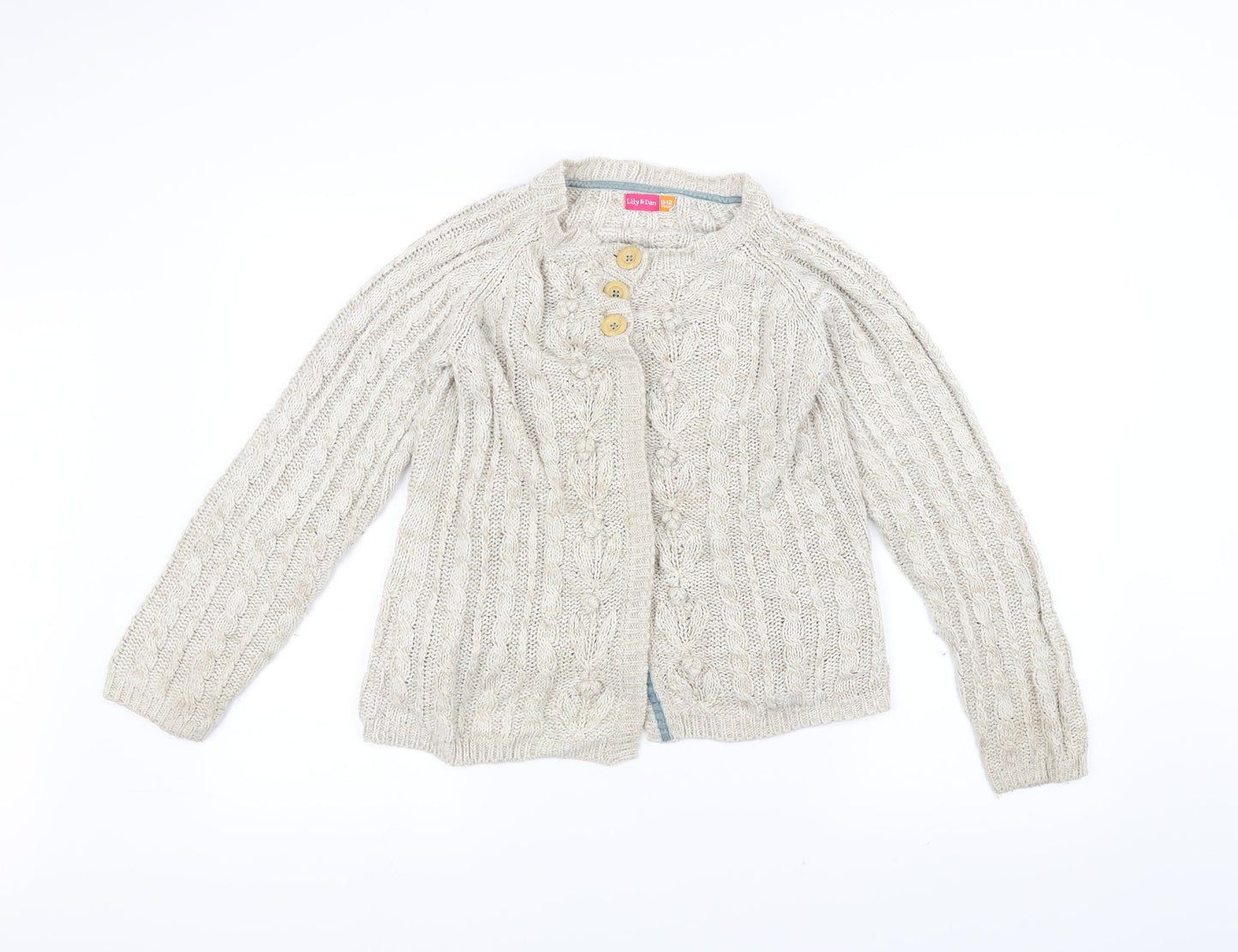 Lily & dan Girls White  Knit Jacket Coatigan Size 11-12 Years