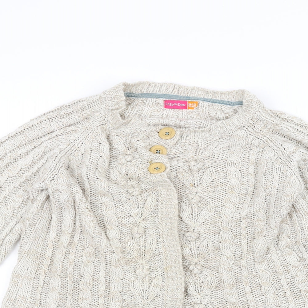 Lily & dan Girls White  Knit Jacket Coatigan Size 11-12 Years