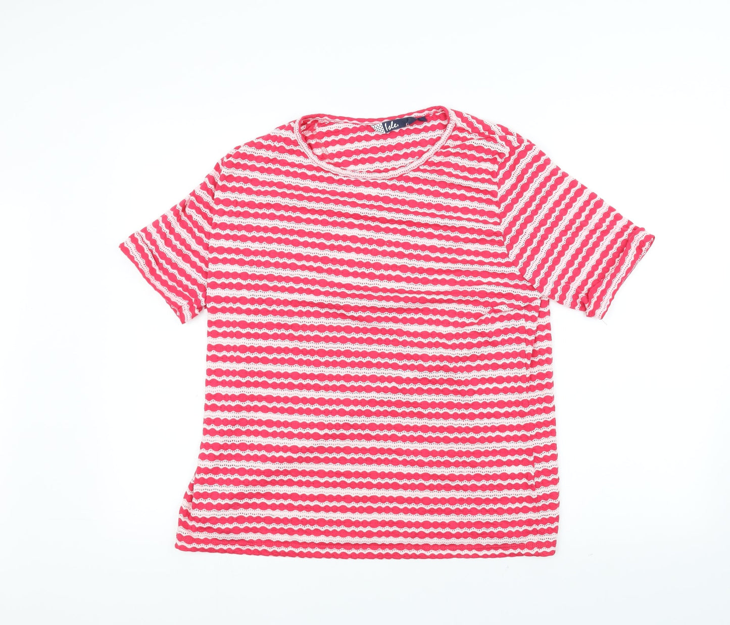 isle Womens Pink Striped  Basic T-Shirt Size M