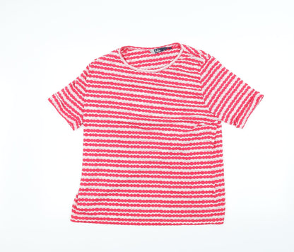 isle Womens Pink Striped  Basic T-Shirt Size M