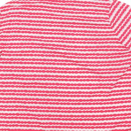 isle Womens Pink Striped  Basic T-Shirt Size M