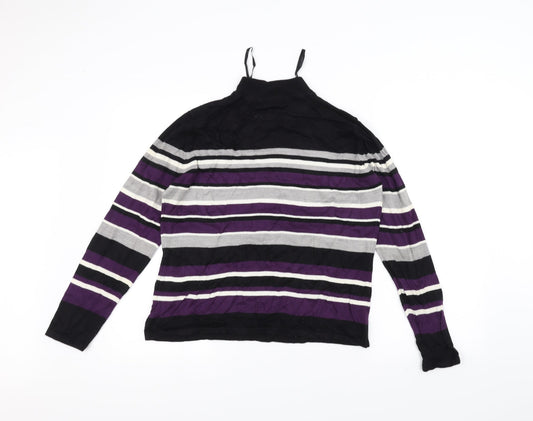 BM Womens Black Striped  Pullover Jumper Size S