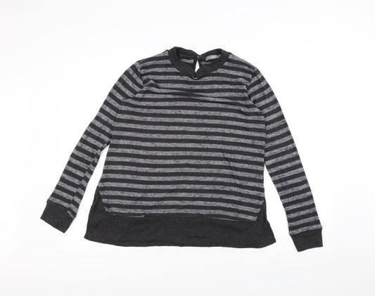 COIN 1804 Womens Black Striped  Pullover Jumper Size S