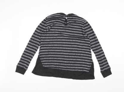 COIN 1804 Womens Black Striped  Pullover Jumper Size S