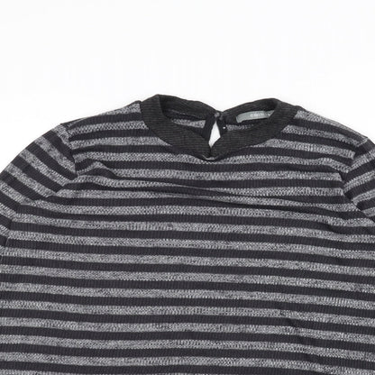 COIN 1804 Womens Black Striped  Pullover Jumper Size S