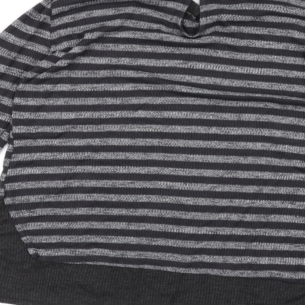 COIN 1804 Womens Black Striped  Pullover Jumper Size S