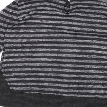 COIN 1804 Womens Black Striped  Pullover Jumper Size S