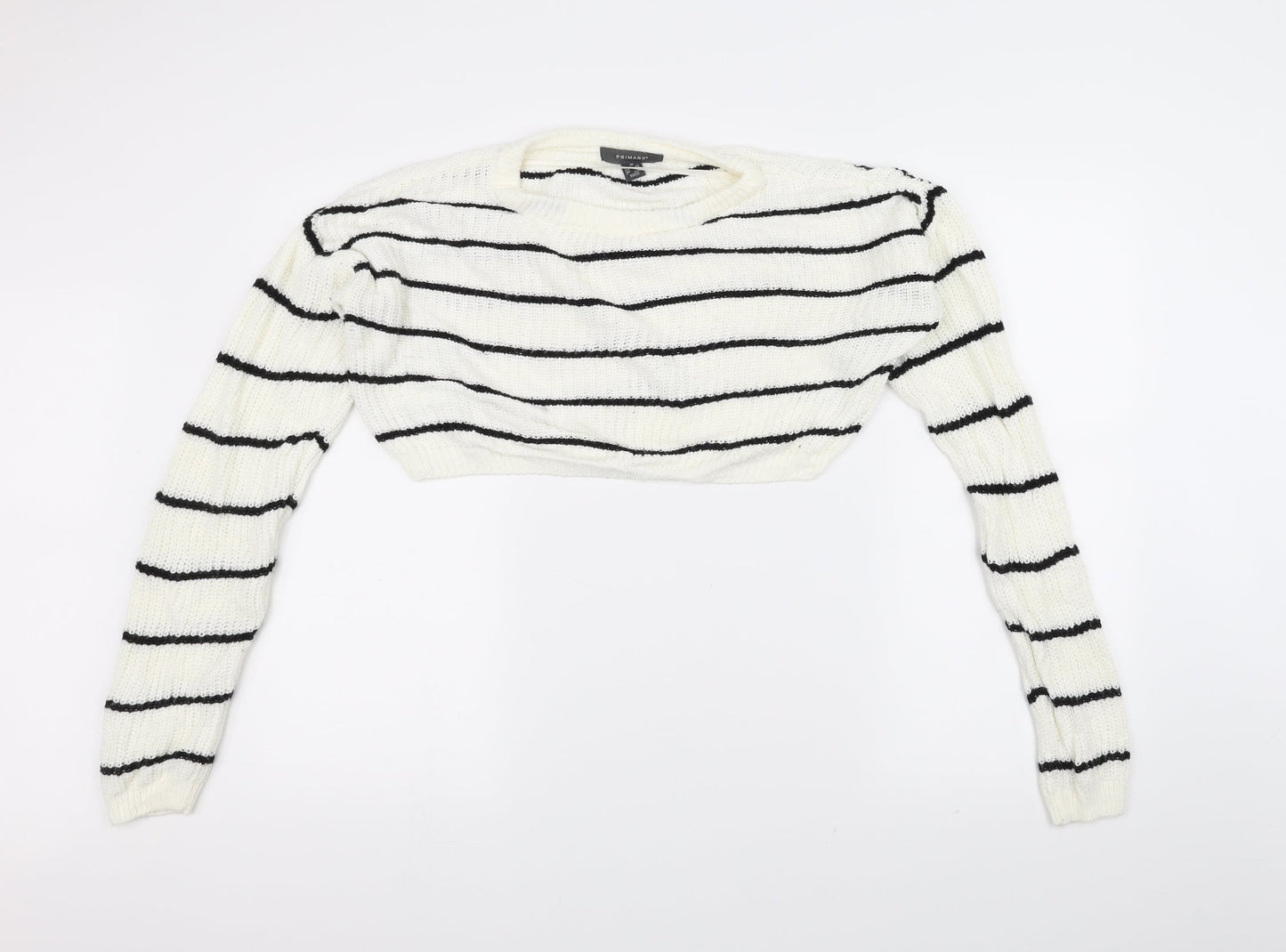 Primark Womens White  Knit Pullover Jumper Size XS