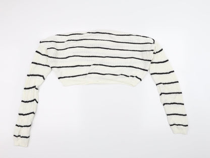 Primark Womens White  Knit Pullover Jumper Size XS