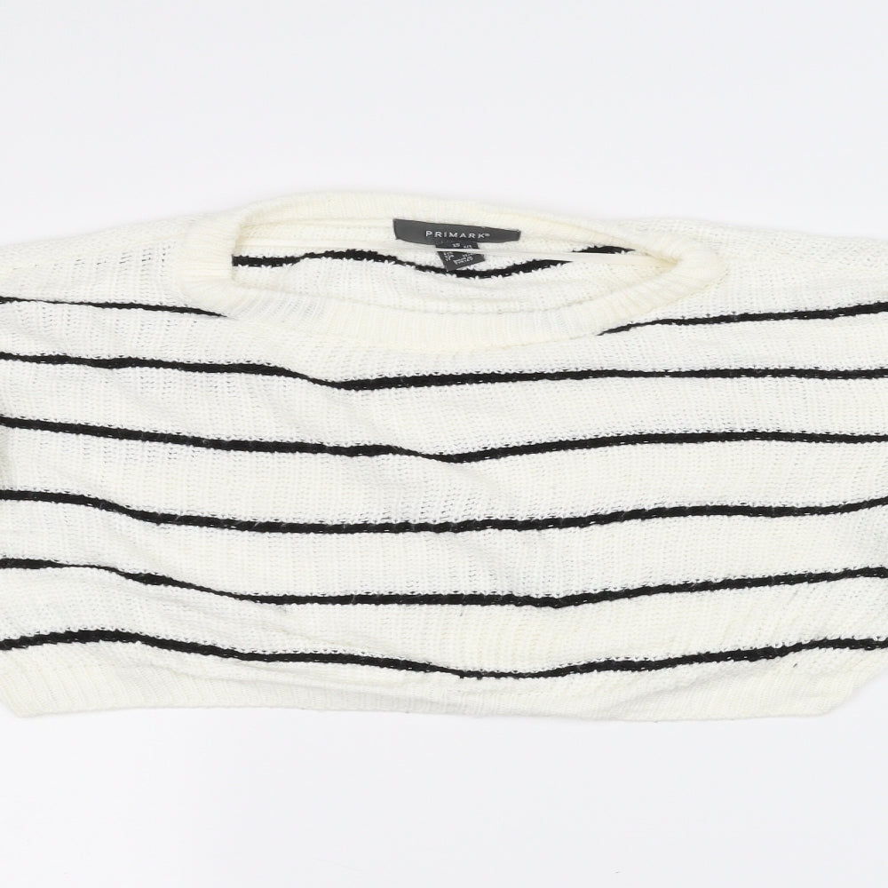 Primark Womens White  Knit Pullover Jumper Size XS