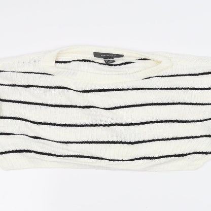 Primark Womens White  Knit Pullover Jumper Size XS