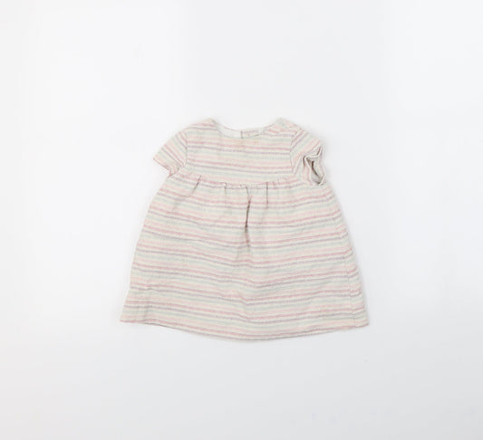 Zara Baby White Striped  Fit & Flare  Size 9-12 Months