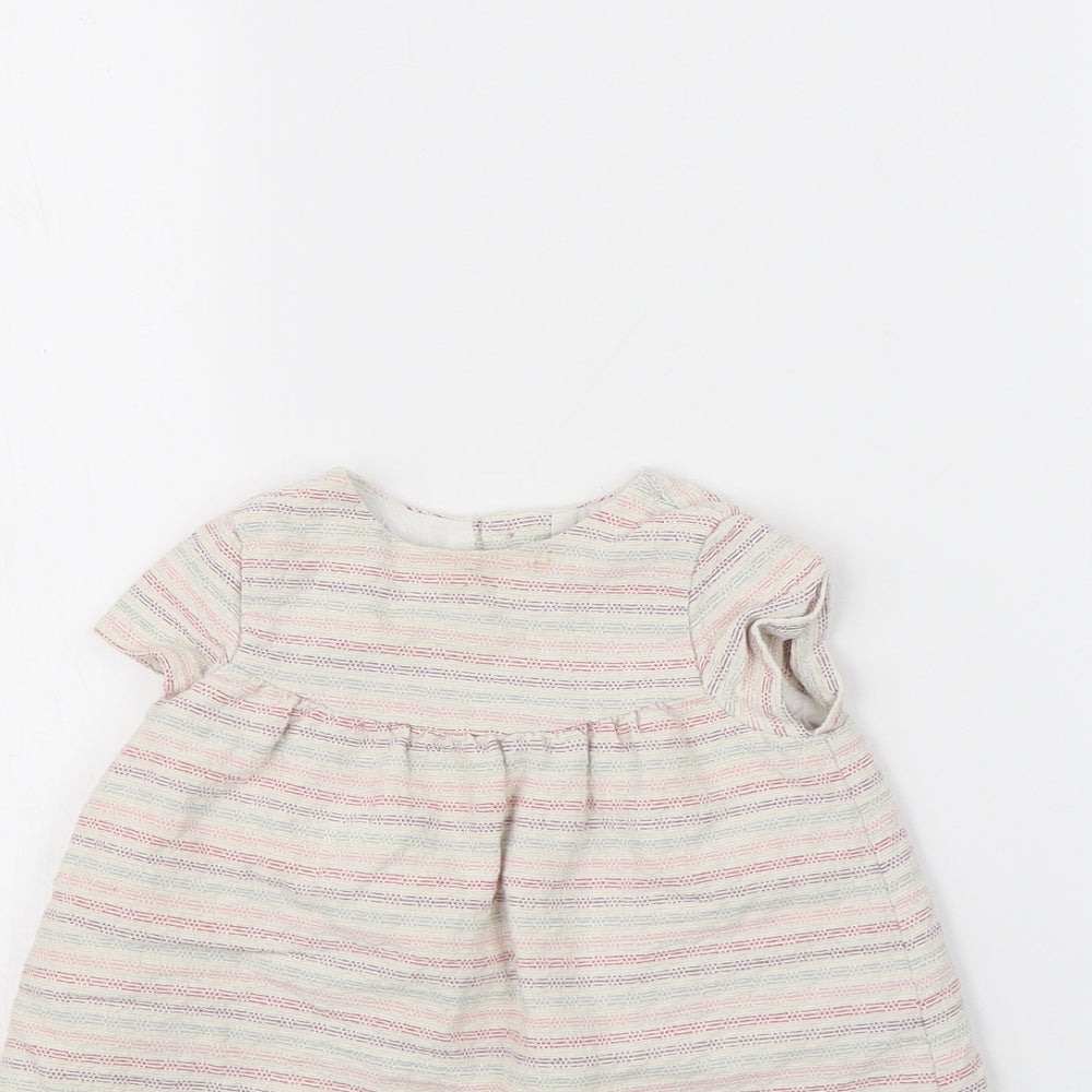 Zara Baby White Striped  Fit & Flare  Size 9-12 Months