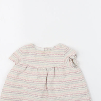 Zara Baby White Striped  Fit & Flare  Size 9-12 Months