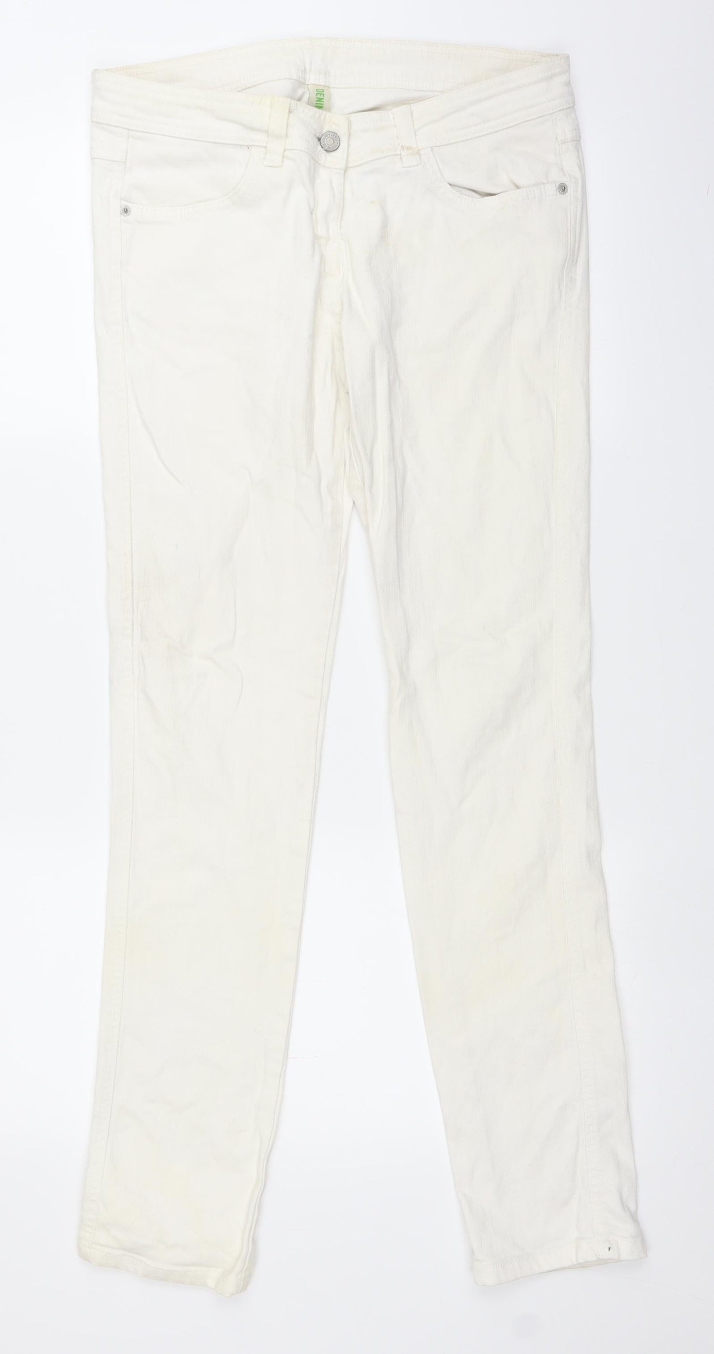 Denim & Co. Womens White  Denim Straight Jeans Size 12 L30 in