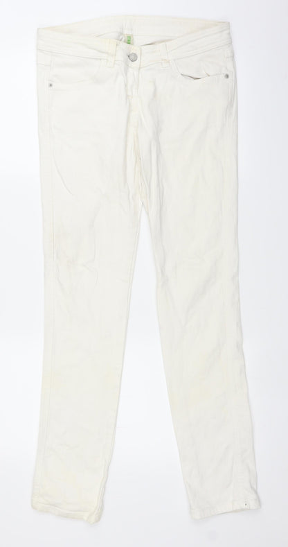 Denim & Co. Womens White  Denim Straight Jeans Size 12 L30 in