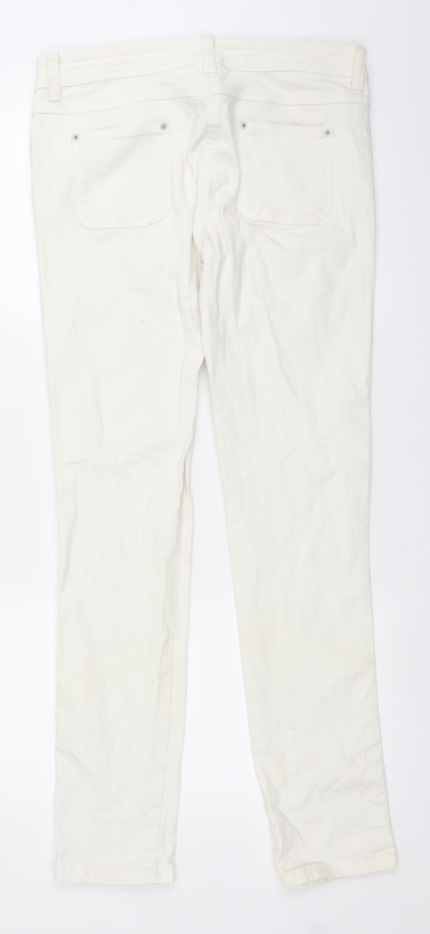 Denim & Co. Womens White  Denim Straight Jeans Size 12 L30 in