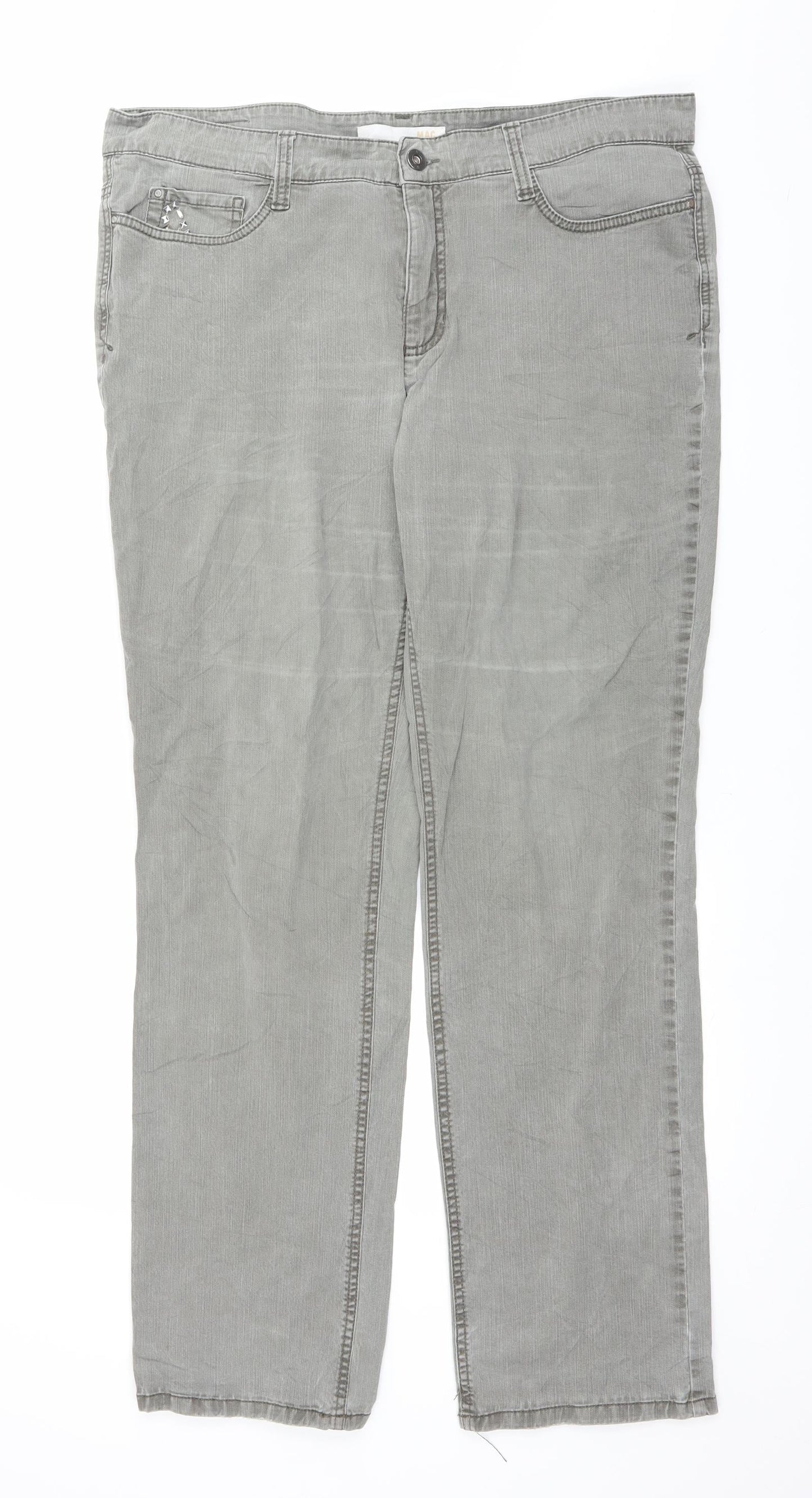 MAC Womens Grey  Denim Straight Jeans Size 37 in L30 in