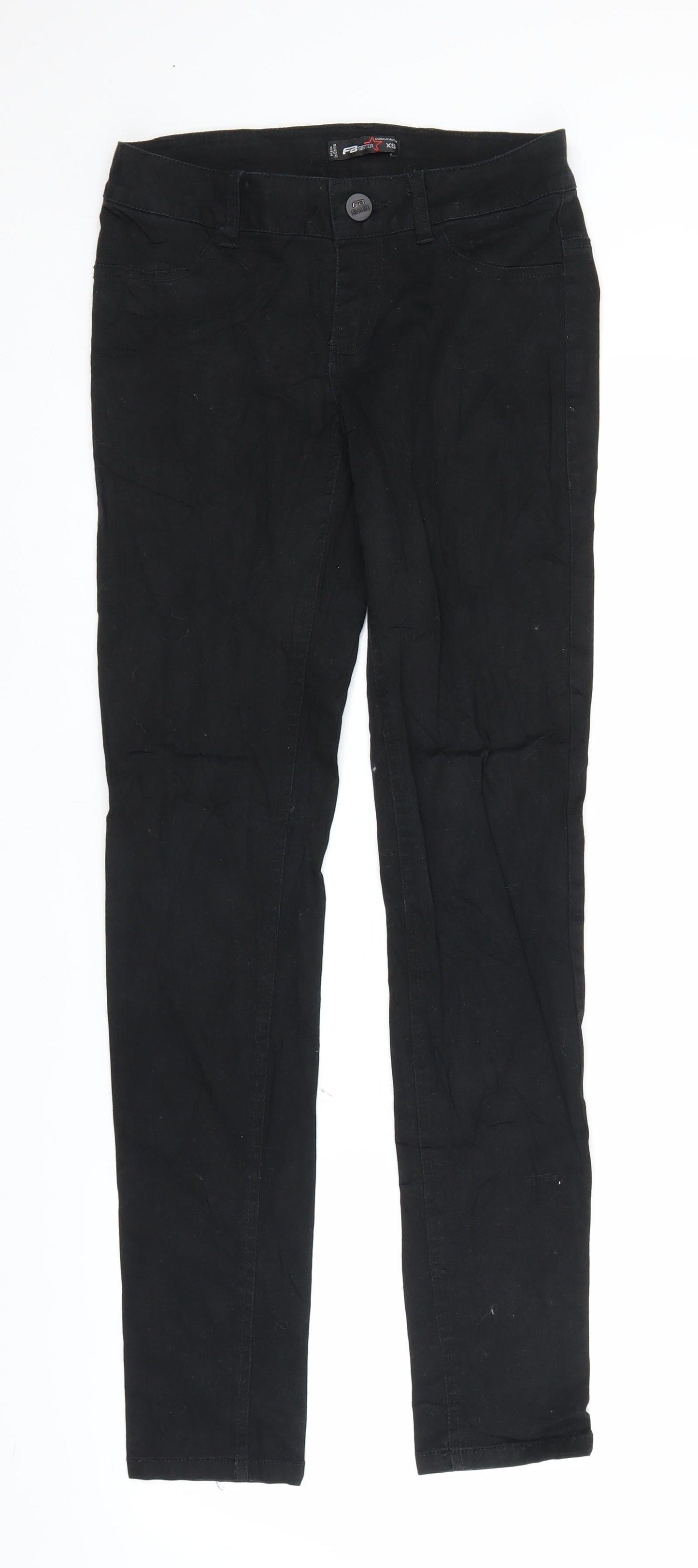 Womens UK Size XS FB Sister Regular Fit Chino Black Trousers