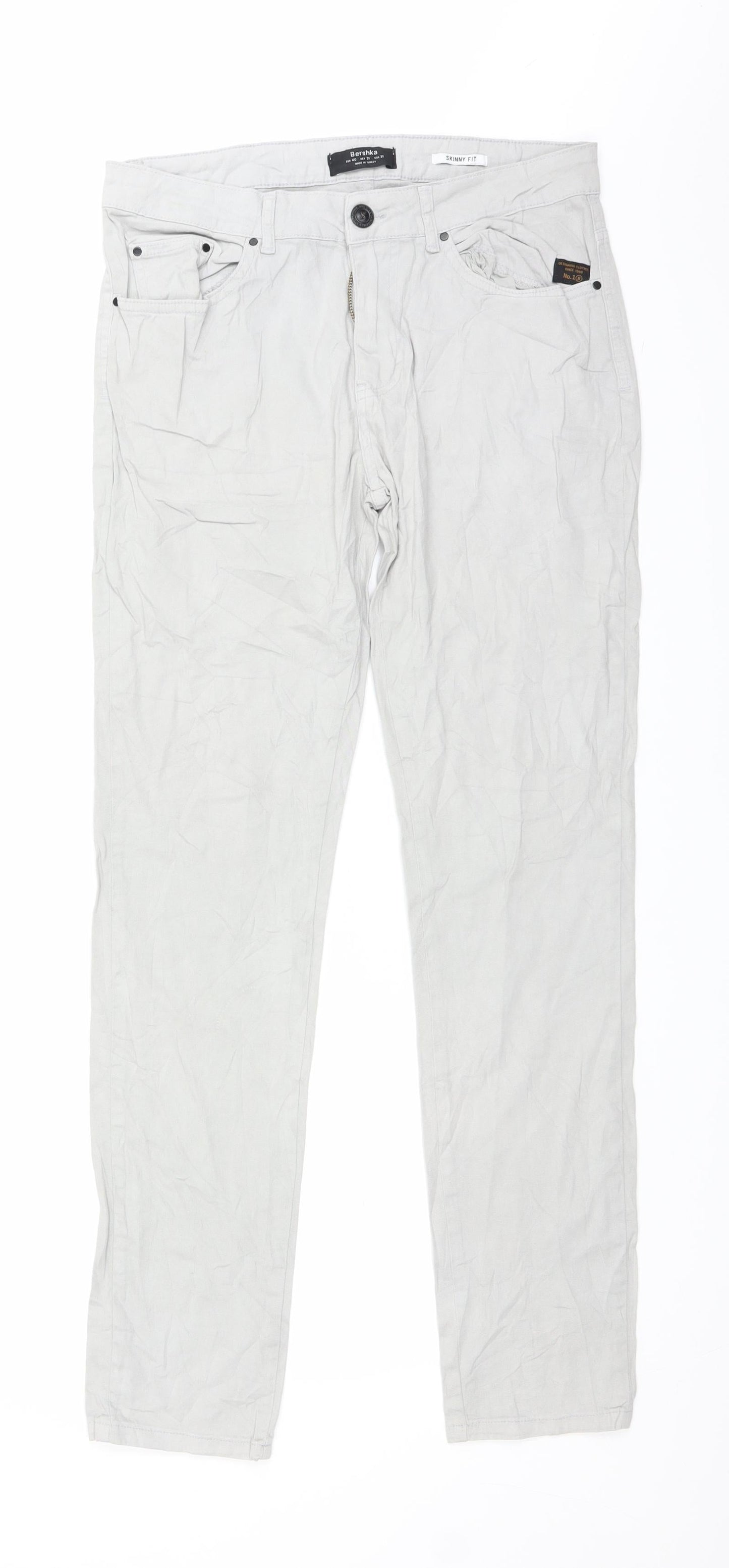 Womens UK Size 12 Bershka Relaxed Fit Chino Grey Trousers