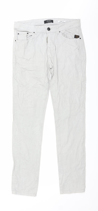 Womens UK Size 12 Bershka Relaxed Fit Chino Grey Trousers