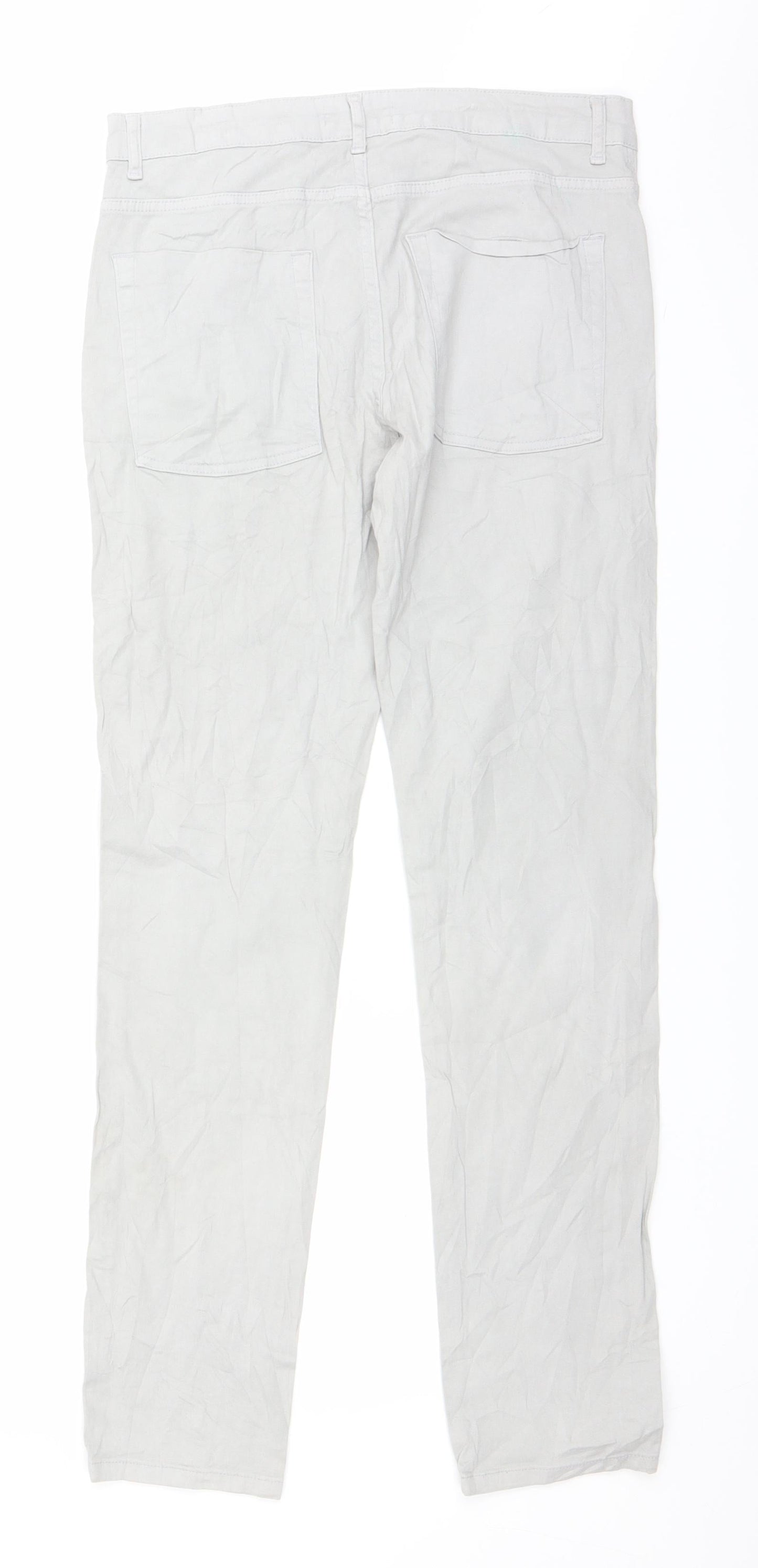 Womens UK Size 12 Bershka Relaxed Fit Chino Grey Trousers