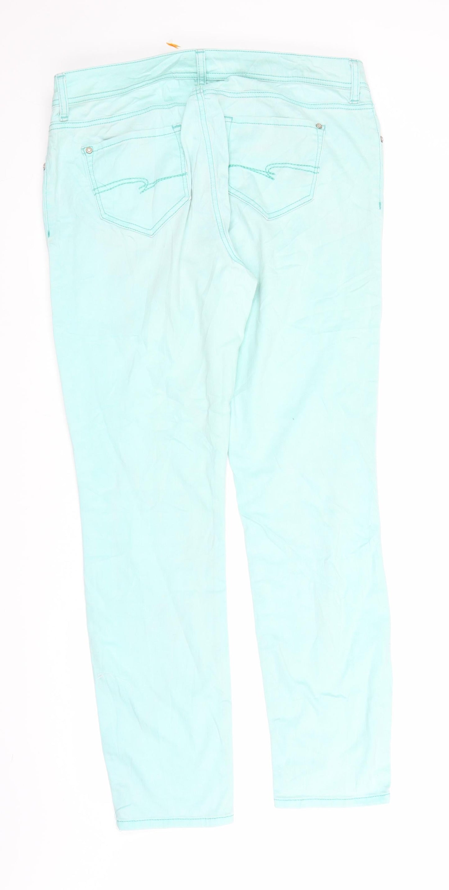 Womens UK Size 34 in Street One Regular Fit Straight Green Jeans