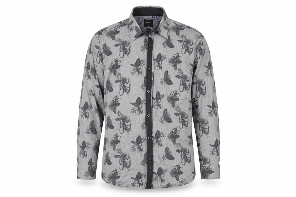 Mens UK Size L Burton Grey  Button-Up Long Sleeve Casual Shirt