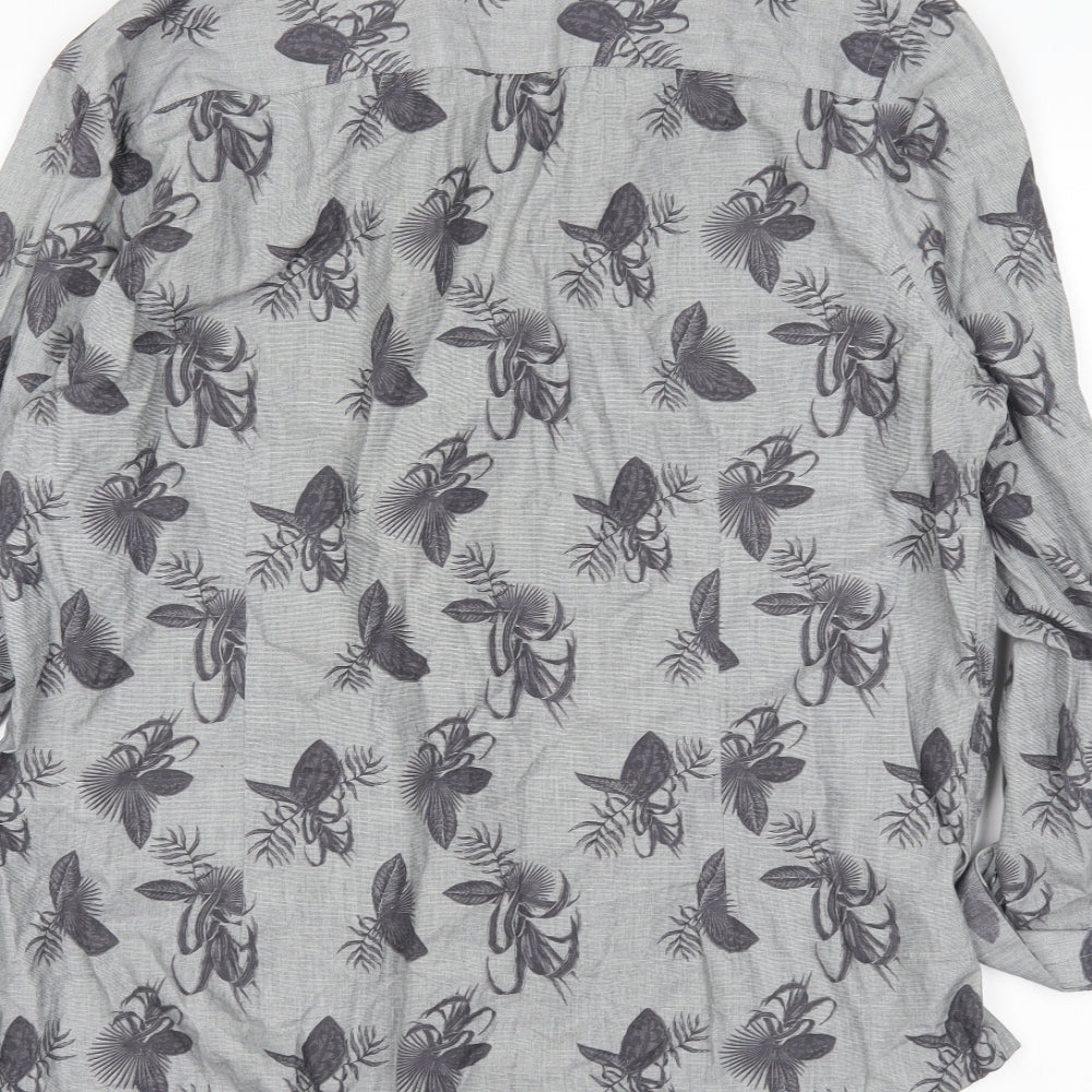 Mens UK Size L Burton Grey  Button-Up Long Sleeve Casual Shirt