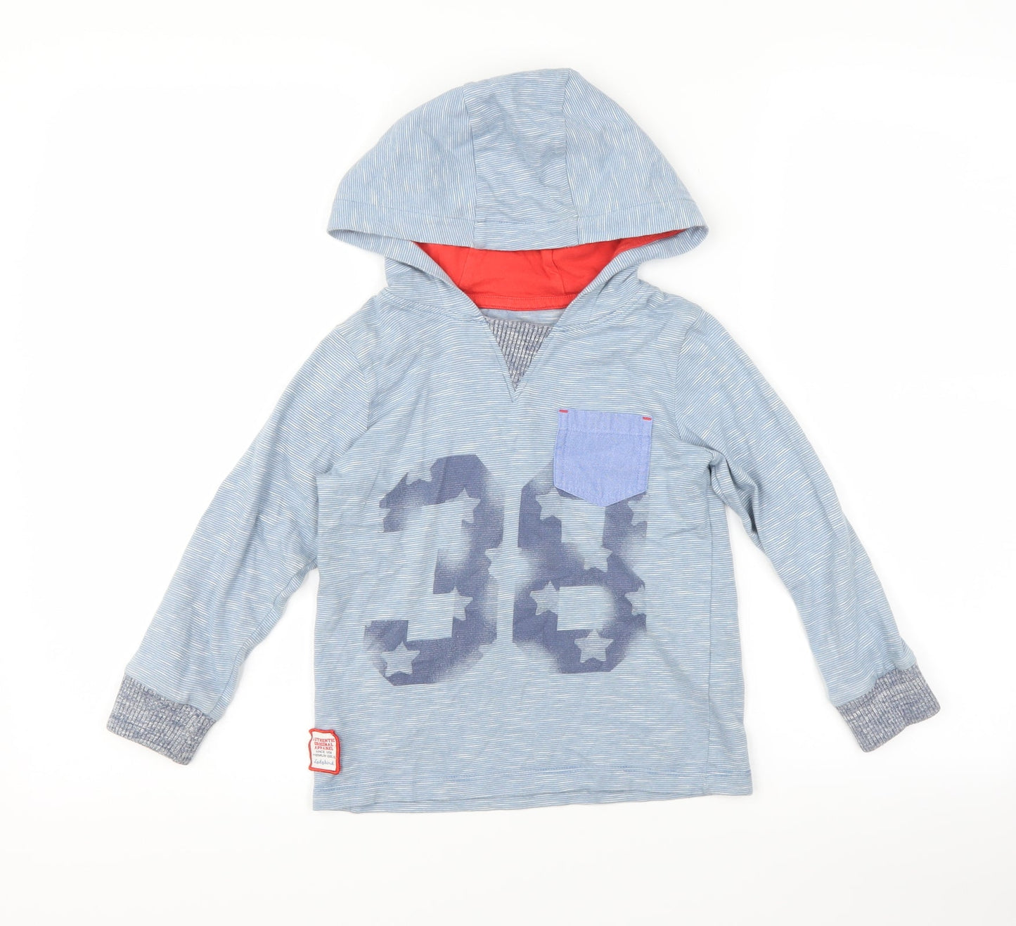 Ladybird Boys Blue Striped  Pullover Hoodie Size 4-5 Years  - star print