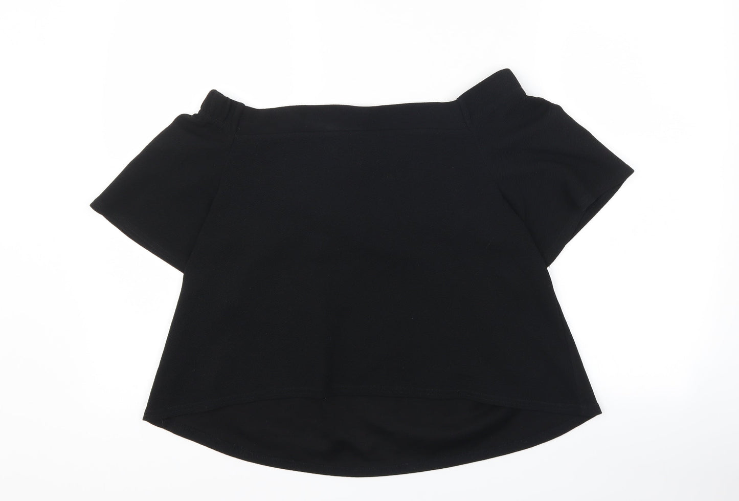 Womens UK Size 12 PRETTYLITTLETHING Black Cropped T-Shirt