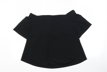 Womens UK Size 12 PRETTYLITTLETHING Black Cropped T-Shirt