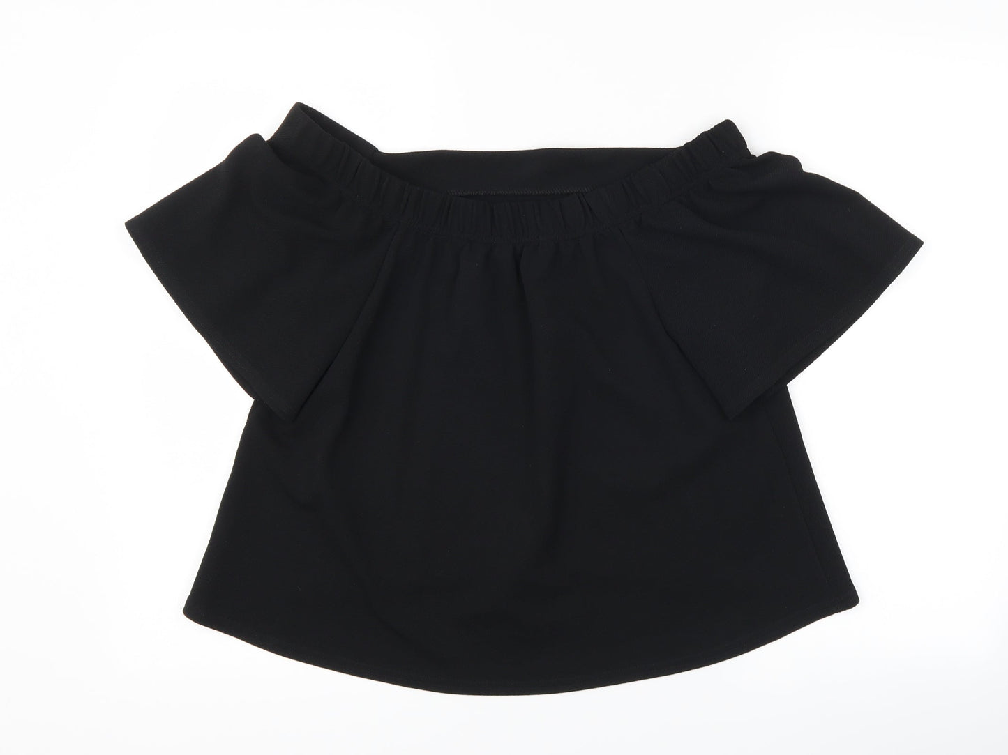 Womens UK Size 12 PRETTYLITTLETHING Black Cropped T-Shirt
