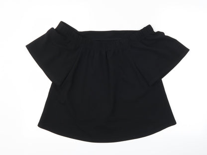 Womens UK Size 12 PRETTYLITTLETHING Black Cropped T-Shirt