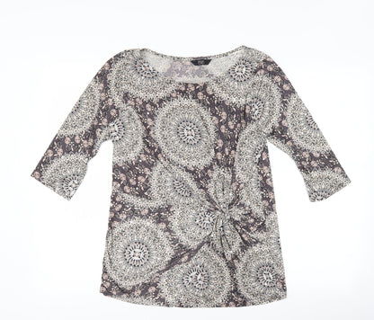 F&F Womens Grey Geometric  Basic T-Shirt Size 10