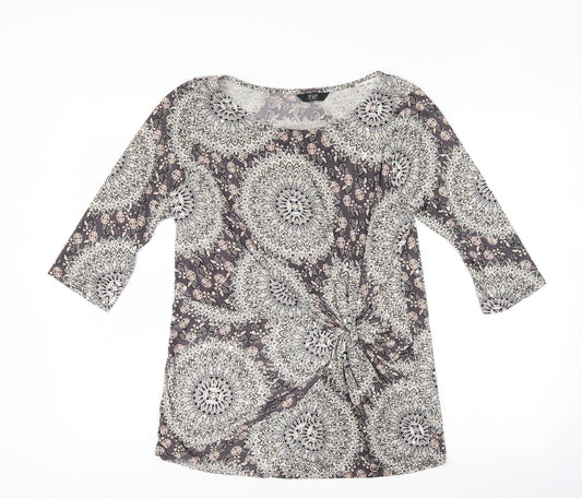 F&F Womens Grey Geometric  Basic T-Shirt Size 10