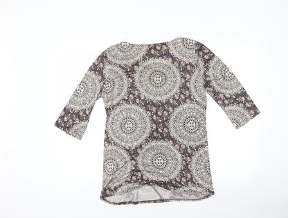 F&F Womens Grey Geometric  Basic T-Shirt Size 10