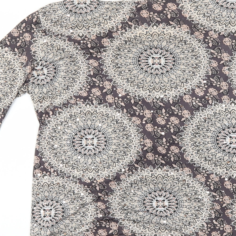 F&F Womens Grey Geometric  Basic T-Shirt Size 10