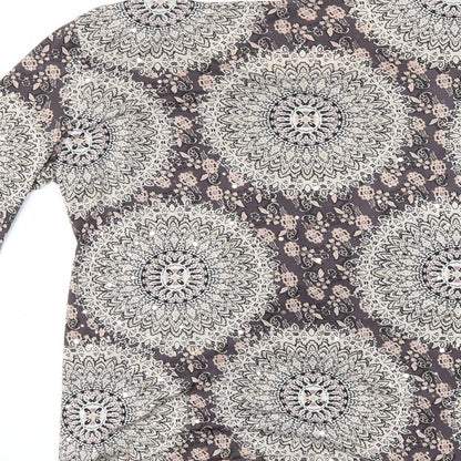 F&F Womens Grey Geometric  Basic T-Shirt Size 10