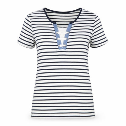 Bonmarché Womens White Striped Basic T-Shirt Size XS