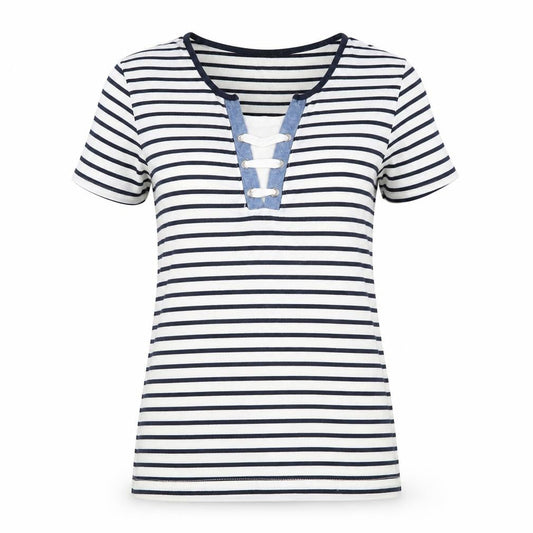 Bonmarché Womens White Striped Basic T-Shirt Size XS
