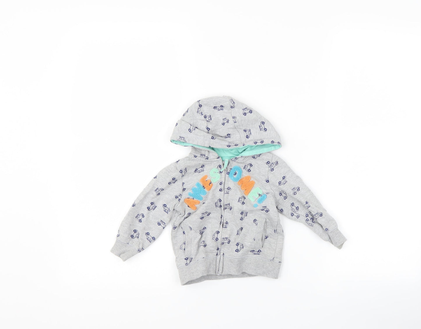 M&Co Boys Grey   Jacket  Size 6-9 Months  - cars