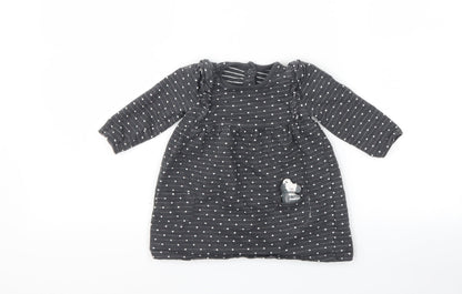 George Girls Grey Polka Dot  T-Shirt Dress  Size 6-9 Months  - zebra