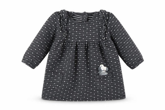 George Girls Grey Polka Dot  T-Shirt Dress  Size 6-9 Months  - zebra