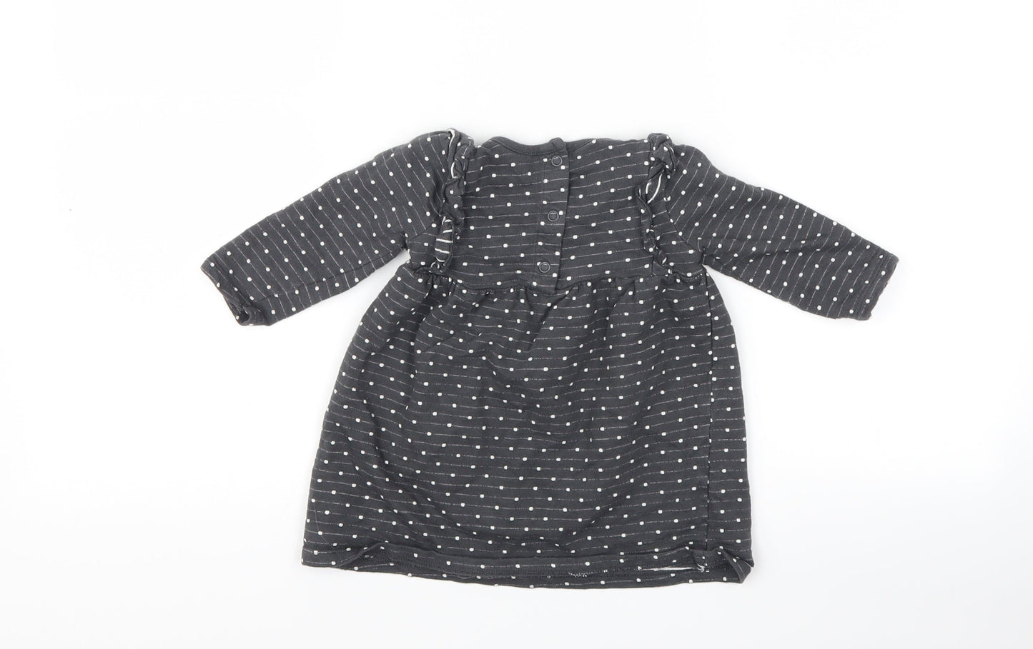 George Girls Grey Polka Dot  T-Shirt Dress  Size 6-9 Months  - zebra