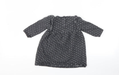 George Girls Grey Polka Dot  T-Shirt Dress  Size 6-9 Months  - zebra