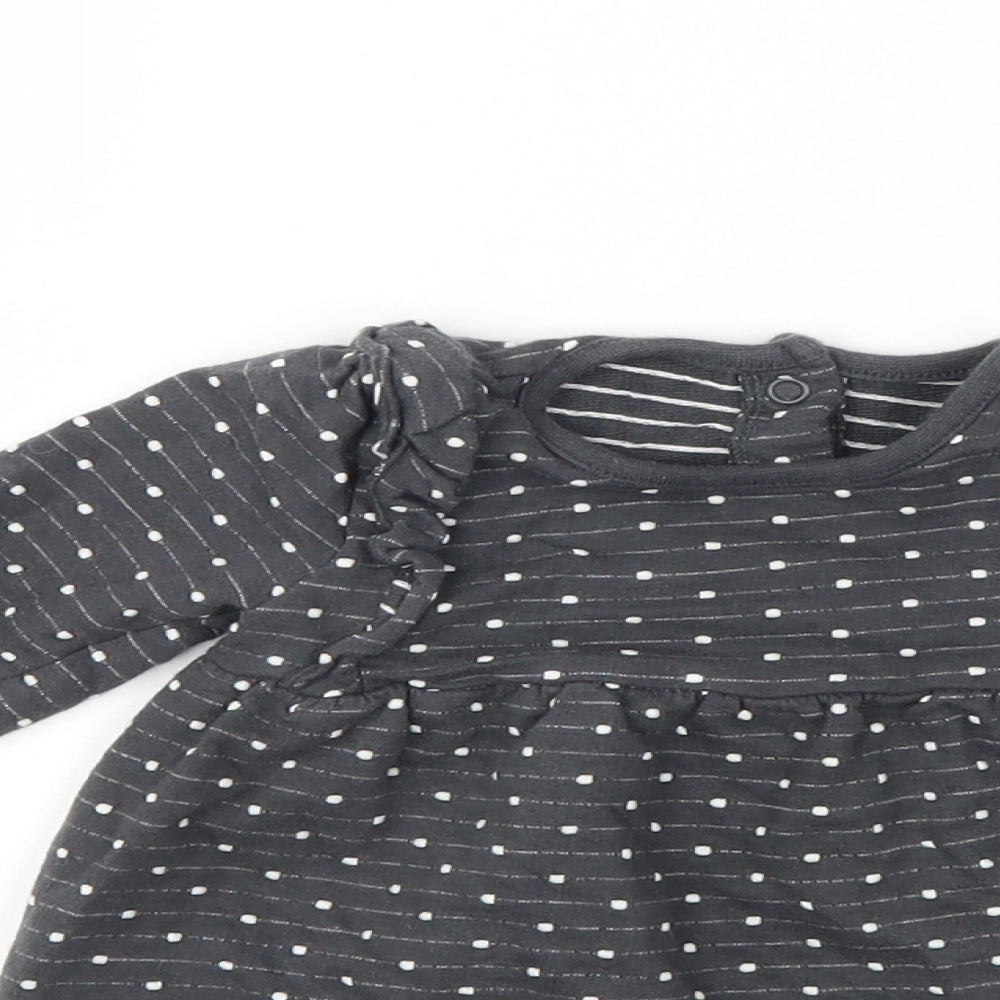 George Girls Grey Polka Dot  T-Shirt Dress  Size 6-9 Months  - zebra