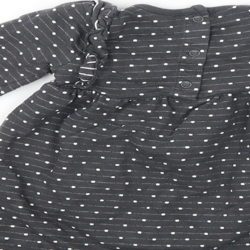 George Girls Grey Polka Dot  T-Shirt Dress  Size 6-9 Months  - zebra